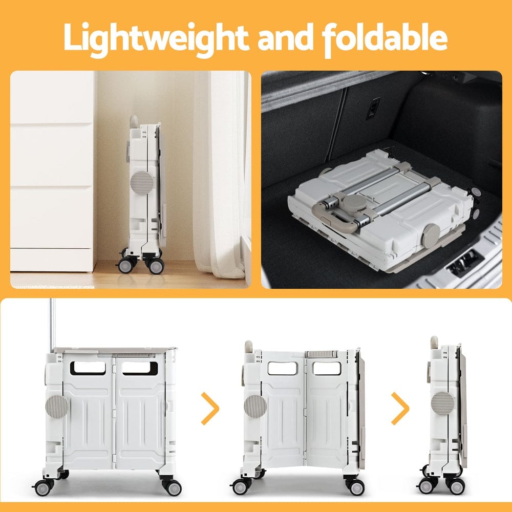 Emajin Furniture > Dining > Kitchen & Dining Trolleys Emajin Shopping Trolley Cart 75L Foldable White