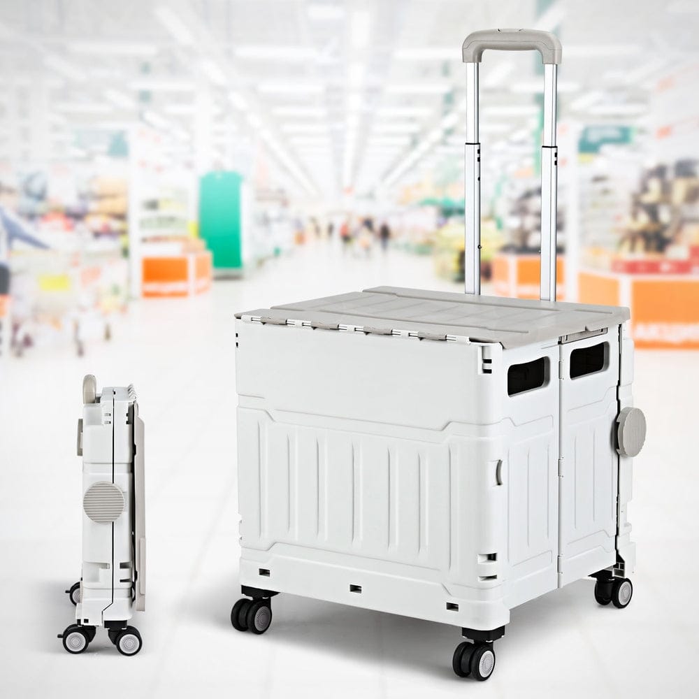 Emajin Furniture > Dining > Kitchen & Dining Trolleys Emajin Shopping Trolley Cart 75L Foldable White