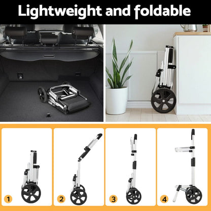Emajin Furniture > Dining > Kitchen & Dining Trolleys Emajin Shopping Trolley Cart Foldable 45KG Black