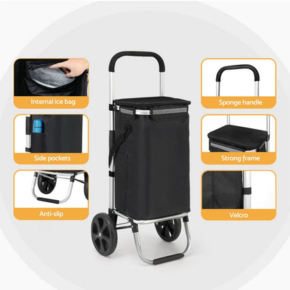 Emajin Furniture > Dining > Kitchen & Dining Trolleys Emajin Shopping Trolley Cart Foldable 45KG Black
