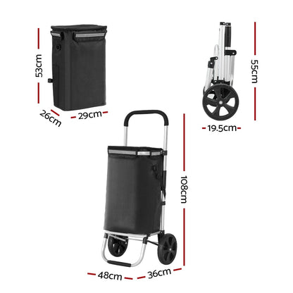 Emajin Furniture > Dining > Kitchen & Dining Trolleys Emajin Shopping Trolley Cart Foldable 45KG Black