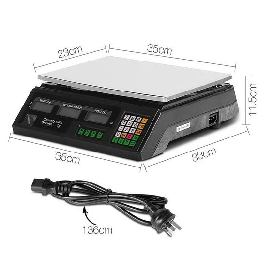 Emajin Home & Garden > Scales > Kitchen Scales Emajin Scales Digital Kitchen 40KG Weighing Scales Platform Scales Black LCD