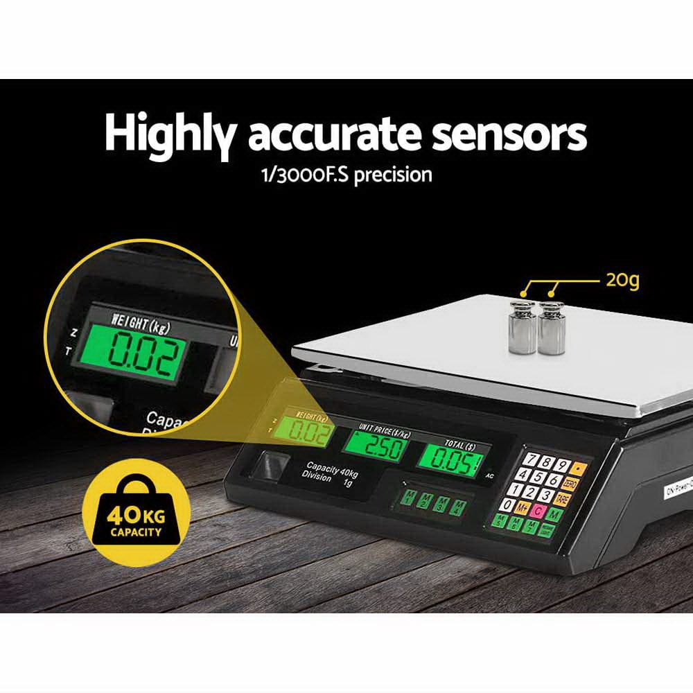 Emajin Home & Garden > Scales > Kitchen Scales Emajin Scales Digital Kitchen 40KG Weighing Scales Platform Scales Black LCD
