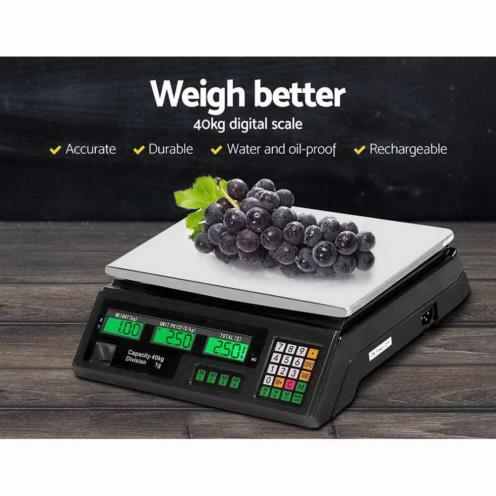 Emajin Home & Garden > Scales > Kitchen Scales Emajin Scales Digital Kitchen 40KG Weighing Scales Platform Scales Black LCD