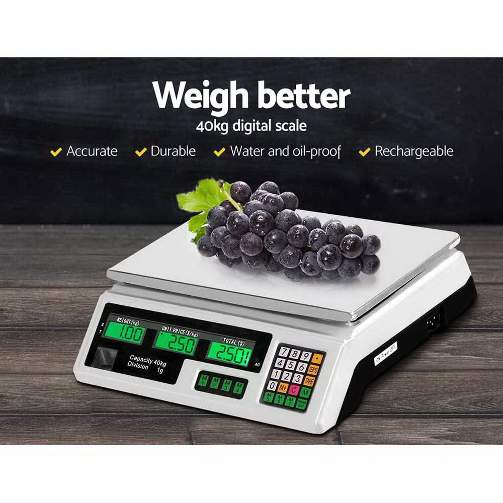 Emajin Home & Garden > Scales > Kitchen Scales Emajin Scales Digital Kitchen 40KG Weighing Scales Platform Scales White LCD