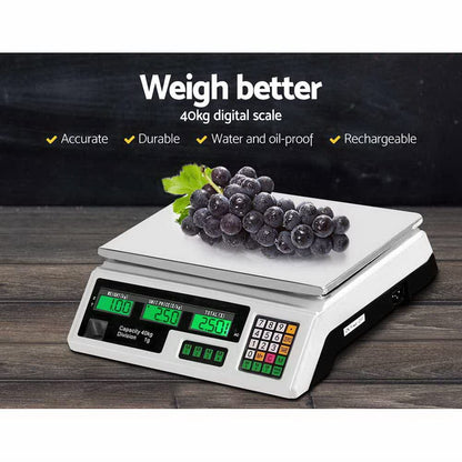 Emajin Home & Garden > Scales > Kitchen Scales Emajin Scales Digital Kitchen 40KG Weighing Scales Platform Scales White LCD