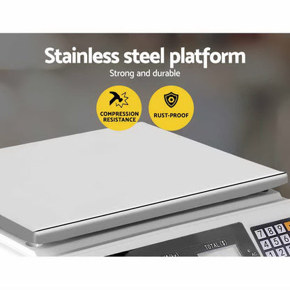 Emajin Home & Garden > Scales > Kitchen Scales Emajin Scales Digital Kitchen 40KG Weighing Scales Platform Scales White LCD