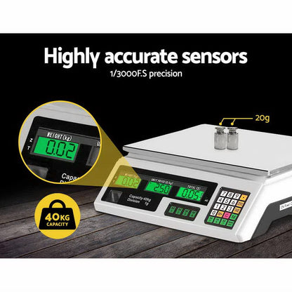 Emajin Home & Garden > Scales > Kitchen Scales Emajin Scales Digital Kitchen 40KG Weighing Scales Platform Scales White LCD