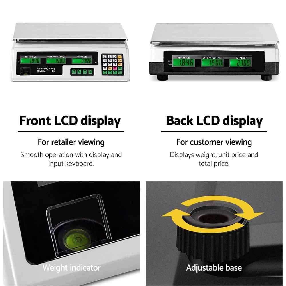 Emajin Home & Garden > Scales > Kitchen Scales Emajin Scales Digital Kitchen 40KG Weighing Scales Platform Scales White LCD