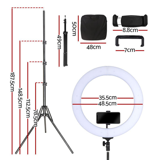 Embellir Audio & Video > Photography > Camera Accessories Embellir Ring Light 19" Tripod Stand Black