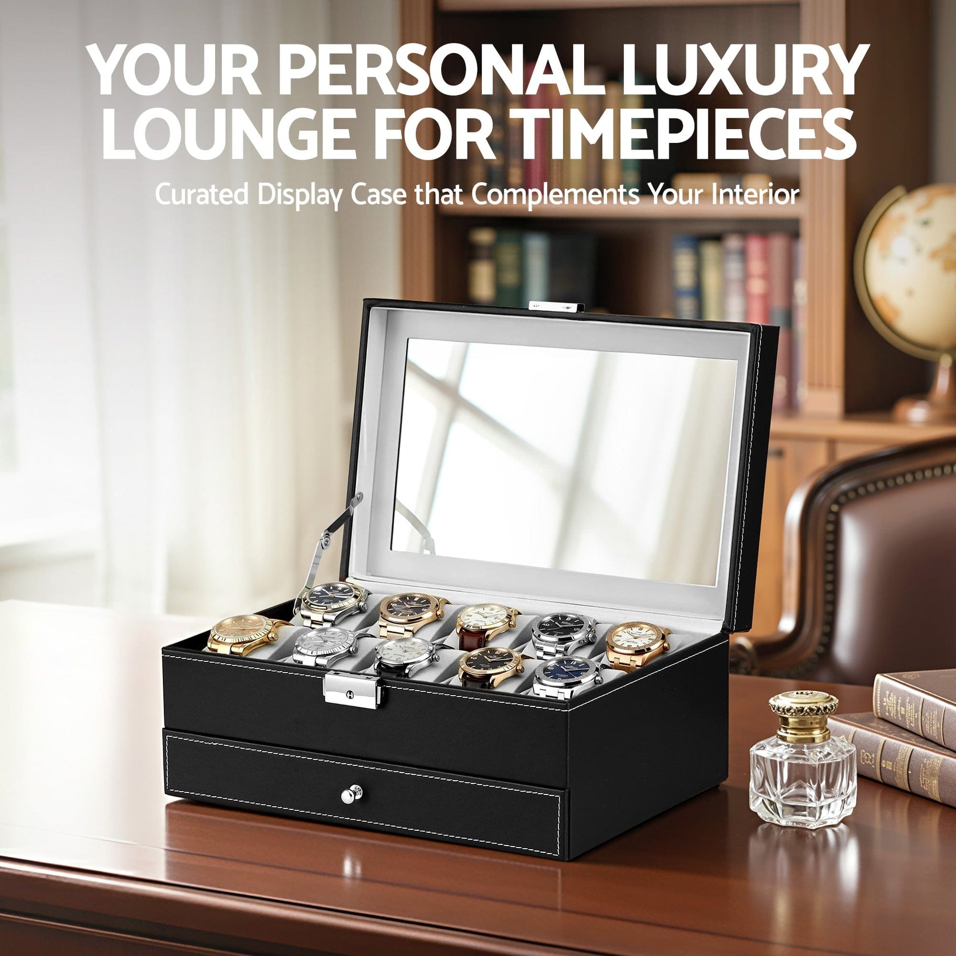 Embellir Fashion > Men's Fashion > Men's Accessories Embellir 12 Grids Watch Box Organizer Case Jewelry Display Storage Showcase