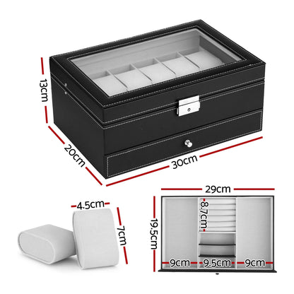 Embellir Fashion > Men's Fashion > Men's Accessories Embellir 12 Grids Watch Box Organizer Case Jewelry Display Storage Showcase