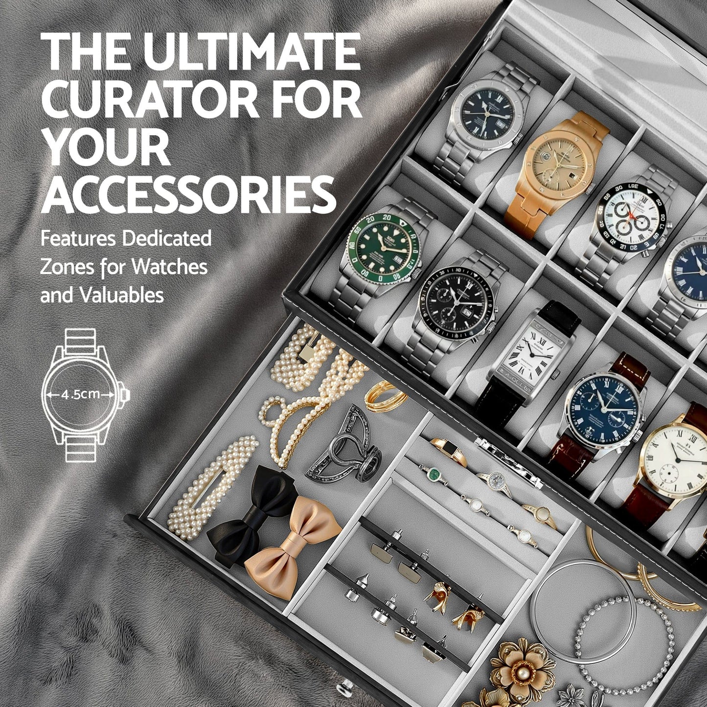 Embellir Fashion > Men's Fashion > Men's Accessories Embellir 12 Grids Watch Box Organizer Case Jewelry Display Storage Showcase