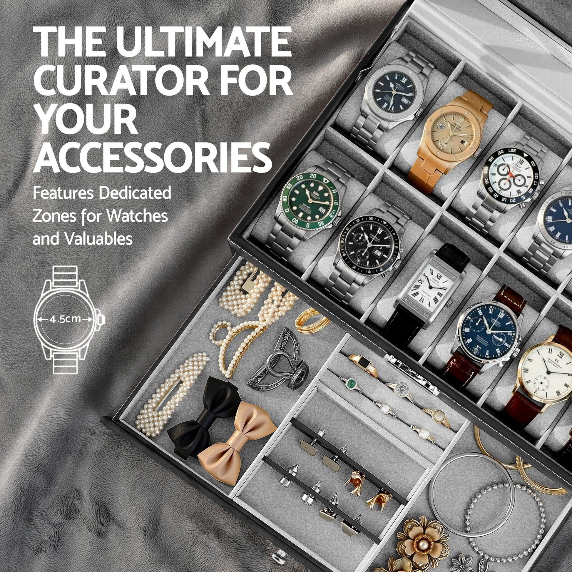 Embellir Fashion > Men's Fashion > Men's Accessories Embellir 12 Grids Watch Box Organizer Case Jewelry Display Storage Showcase