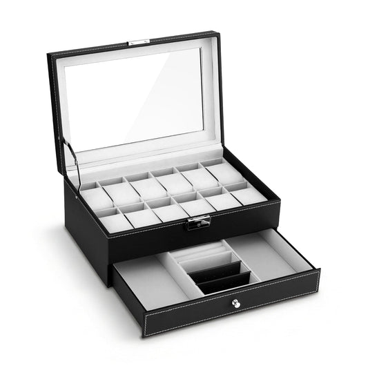 Embellir Fashion > Men's Fashion > Men's Accessories Embellir 12 Grids Watch Box Organizer Case Jewelry Display Storage Showcase