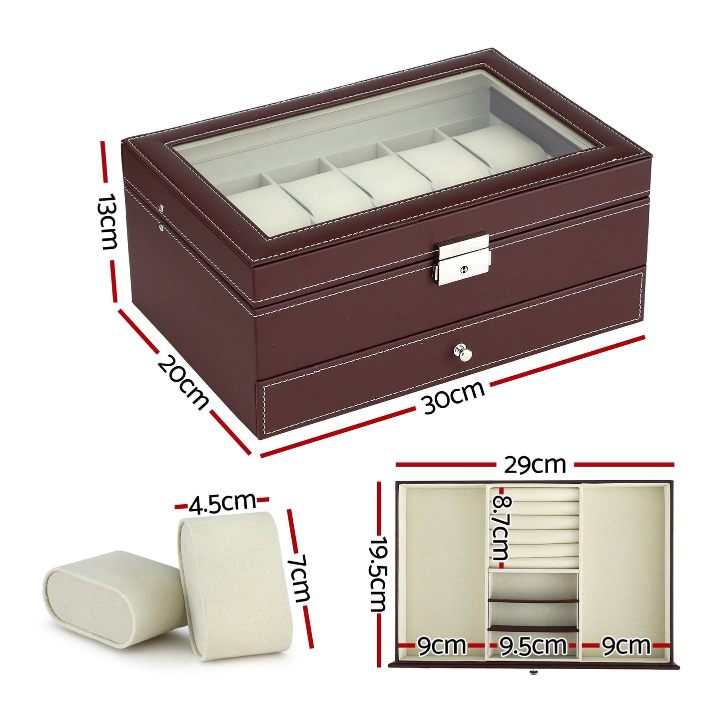 Embellir Fashion > Men's Fashion > Men's Accessories Embellir 12 Grids Watch Box Organizer Case Jewelry Display Storage Showcase