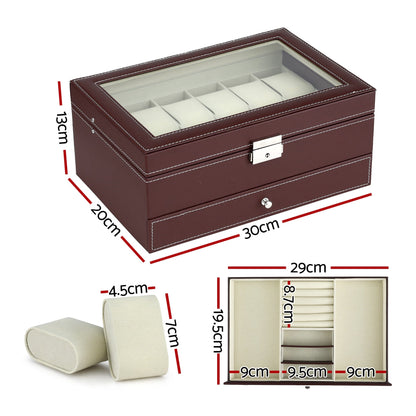 Embellir Fashion > Men's Fashion > Men's Accessories Embellir 12 Grids Watch Box Organizer Case Jewelry Display Storage Showcase