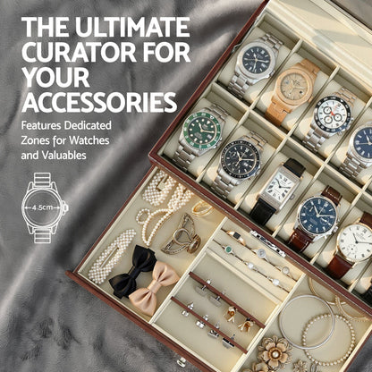 Embellir Fashion > Men's Fashion > Men's Accessories Embellir 12 Grids Watch Box Organizer Case Jewelry Display Storage Showcase