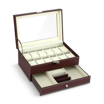 Embellir Fashion > Men's Fashion > Men's Accessories Embellir 12 Grids Watch Box Organizer Case Jewelry Display Storage Showcase