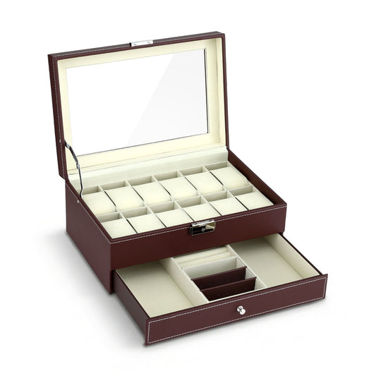Embellir Fashion > Men's Fashion > Men's Accessories Embellir 12 Grids Watch Box Organizer Case Jewelry Display Storage Showcase