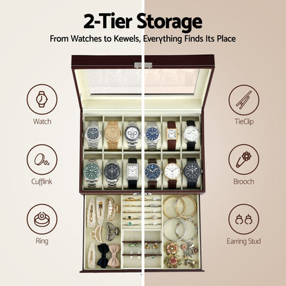 Embellir Fashion > Men's Fashion > Men's Accessories Embellir 12 Grids Watch Box Organizer Case Jewelry Display Storage Showcase