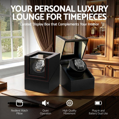 Embellir Fashion > Men's Fashion > Men's Accessories Embellir Watch Winder Box Automatic Single Quiet Carbon Fibre Black