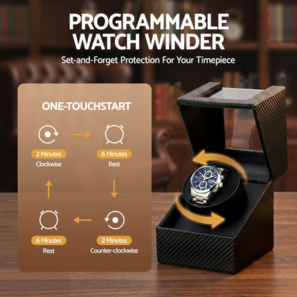 Embellir Fashion > Men's Fashion > Men's Accessories Embellir Watch Winder Box Automatic Single Quiet Carbon Fibre Black