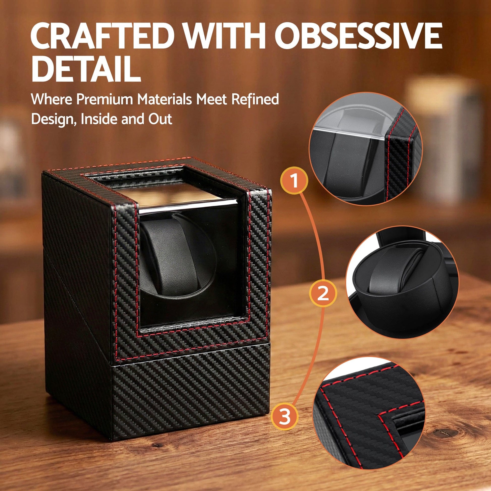 Embellir Fashion > Men's Fashion > Men's Accessories Embellir Watch Winder Box Automatic Single Quiet Carbon Fibre Black
