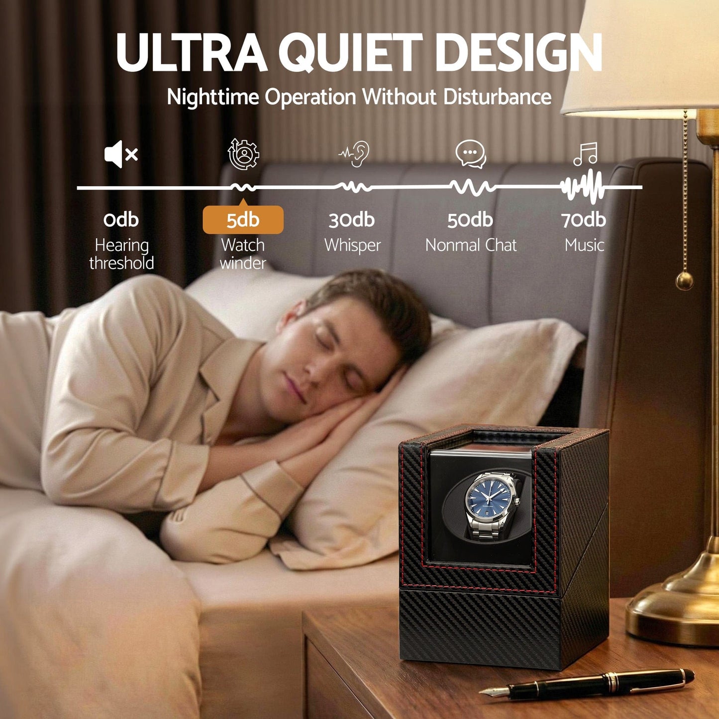 Embellir Fashion > Men's Fashion > Men's Accessories Embellir Watch Winder Box Automatic Single Quiet Carbon Fibre Black