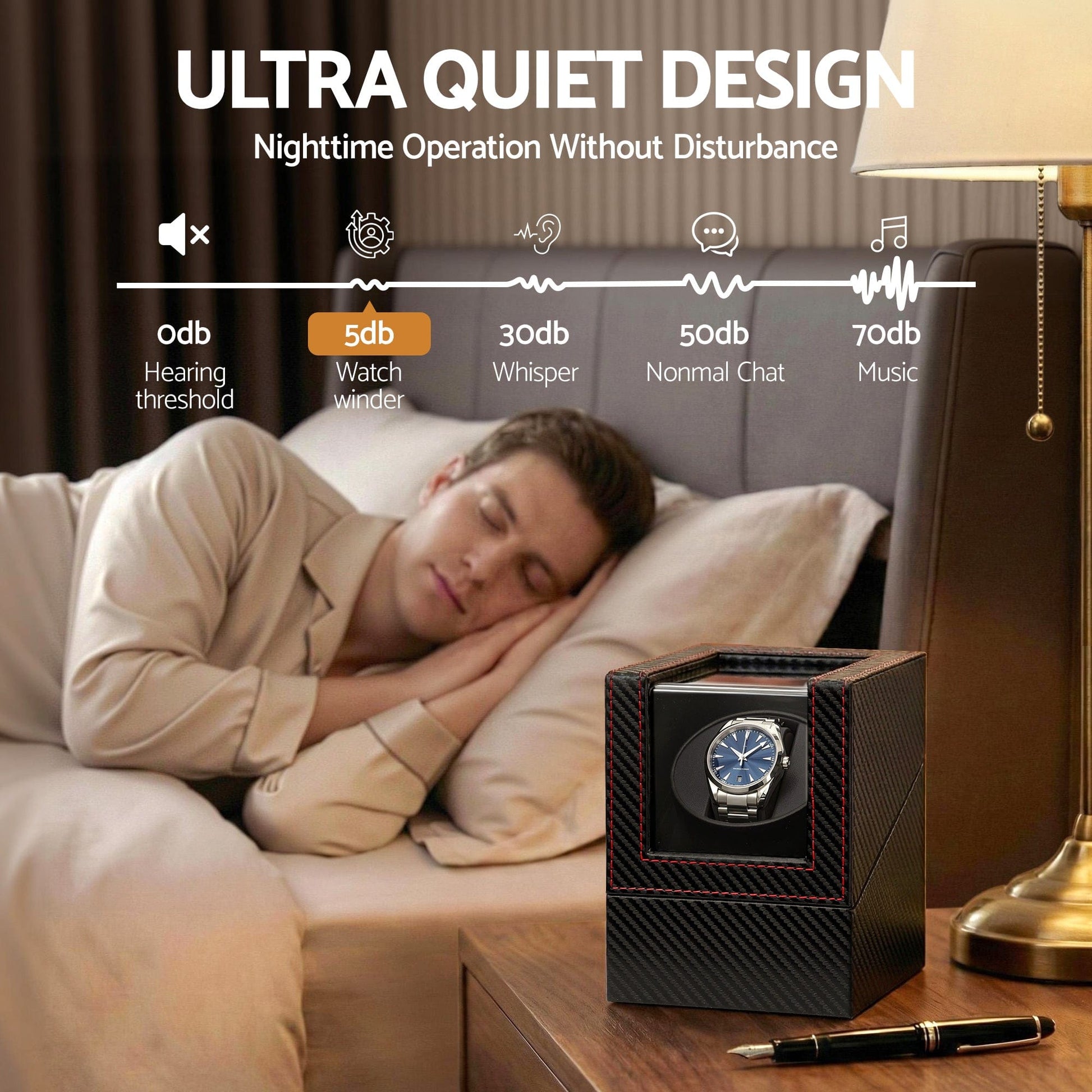 Embellir Fashion > Men's Fashion > Men's Accessories Embellir Watch Winder Box Automatic Single Quiet Carbon Fibre Black