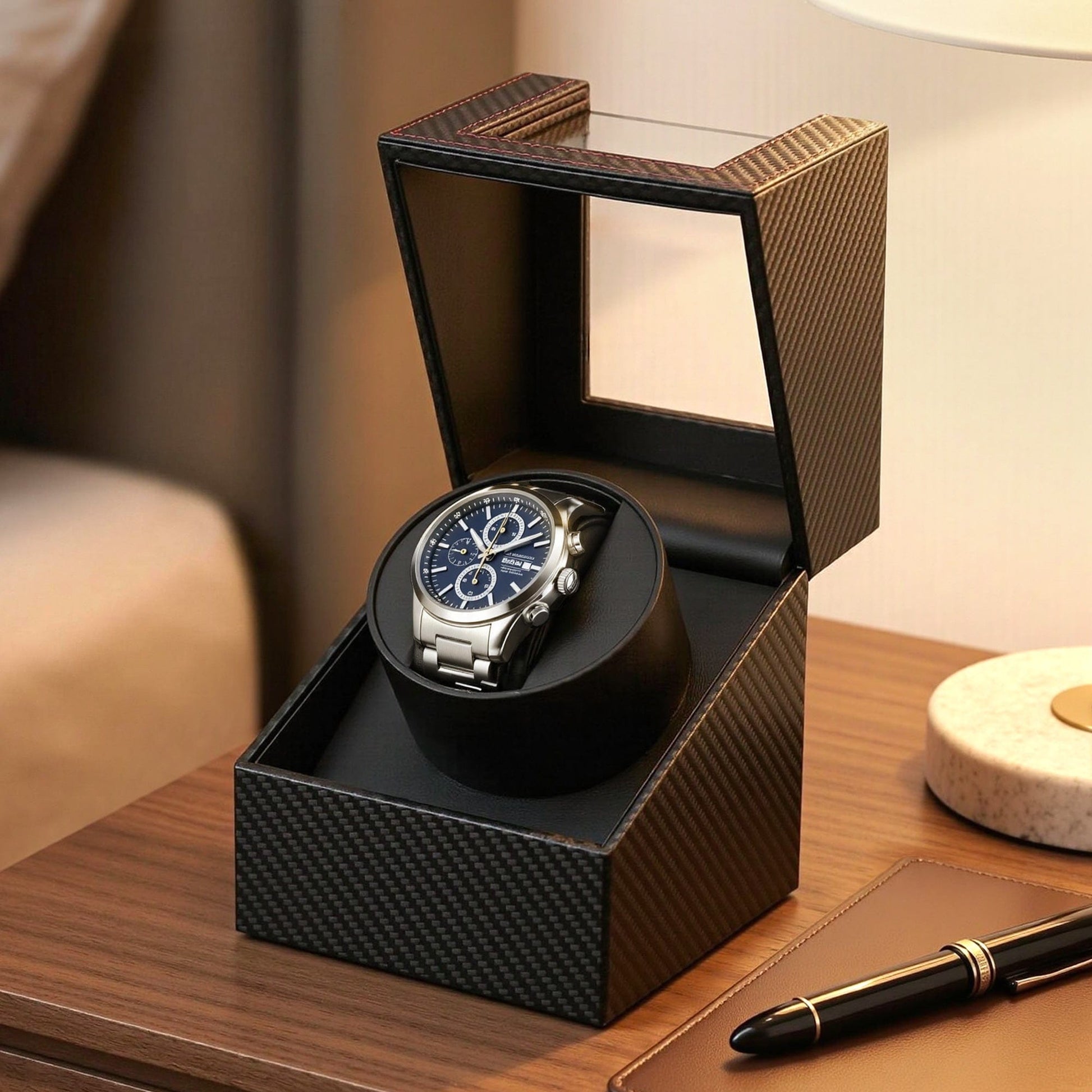 Embellir Fashion > Men's Fashion > Men's Accessories Embellir Watch Winder Box Automatic Single Quiet Carbon Fibre Black