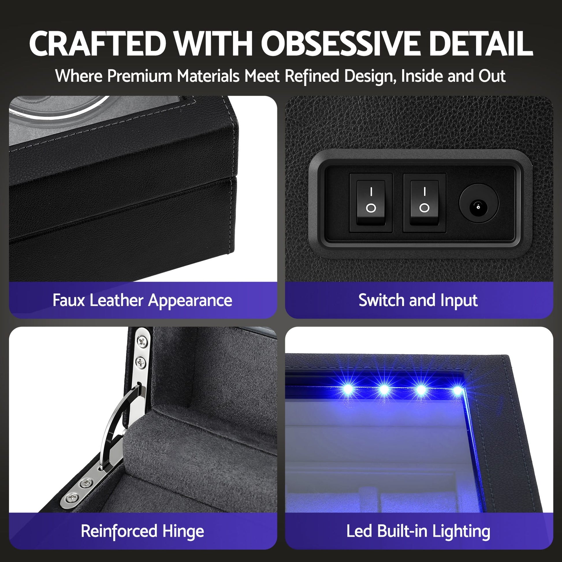 Embellir Fashion > Men's Fashion > Men's Jewellery Embellir Watch Winder Automatic Double Watch Winder Box LED Black