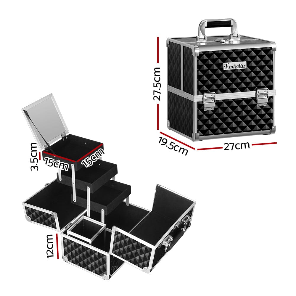 Embellir Health & Beauty > Cosmetic Storage > Cosmetic & Toiletry Bags Embellir Makeup Case Beauty Organiser Bag Travel Large Cosmetic Storage Portable