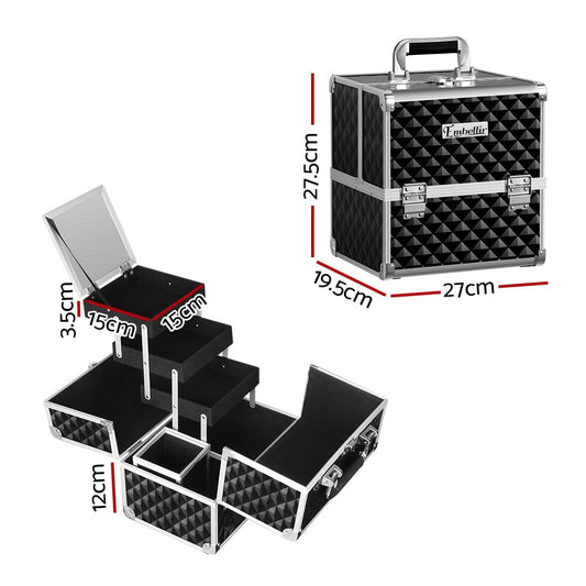 Embellir Health & Beauty > Cosmetic Storage > Cosmetic & Toiletry Bags Embellir Makeup Case Beauty Organiser Bag Travel Large Cosmetic Storage Portable