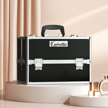 Embellir Health & Beauty > Cosmetic Storage > Cosmetic & Toiletry Bags Embellir Portable Cosmetic Beauty Makeup Case- Black