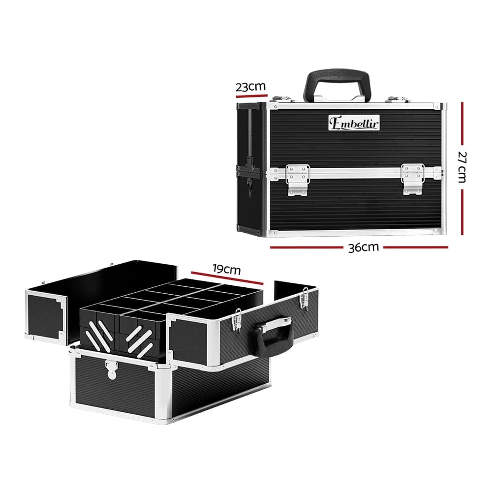 Embellir Health & Beauty > Cosmetic Storage > Cosmetic & Toiletry Bags Embellir Portable Cosmetic Beauty Makeup Case- Black