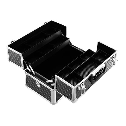 Embellir Health & Beauty > Cosmetic Storage > Cosmetic & Toiletry Bags Embellir Portable Cosmetic Beauty Makeup Case - Diamond Black