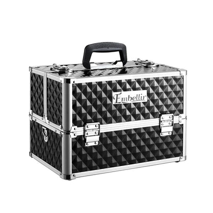 Embellir Health & Beauty > Cosmetic Storage > Cosmetic & Toiletry Bags Embellir Portable Cosmetic Beauty Makeup Case - Diamond Black