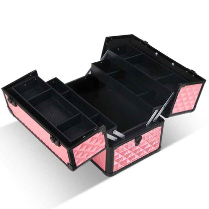 Embellir Health & Beauty > Cosmetic Storage > Cosmetic & Toiletry Bags Embellir Portable Cosmetic Beauty Makeup Case - Diamond Pink