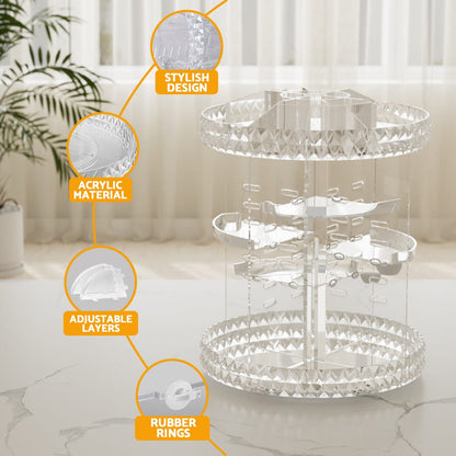 Embellir Health & Beauty > Cosmetic Storage > Makeup Organisation & Storage Embellir Makeup Case Acrylic Rotating Cosmetic Organizer Storage Display Holder