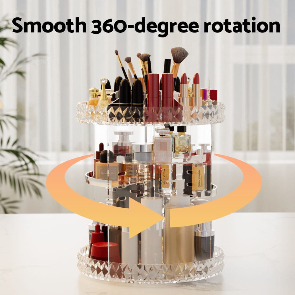 Embellir Health & Beauty > Cosmetic Storage > Makeup Organisation & Storage Embellir Makeup Case Acrylic Rotating Cosmetic Organizer Storage Display Holder