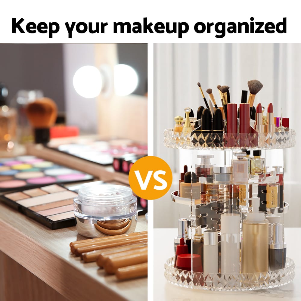 Embellir Health & Beauty > Cosmetic Storage > Makeup Organisation & Storage Embellir Makeup Case Acrylic Rotating Cosmetic Organizer Storage Display Holder