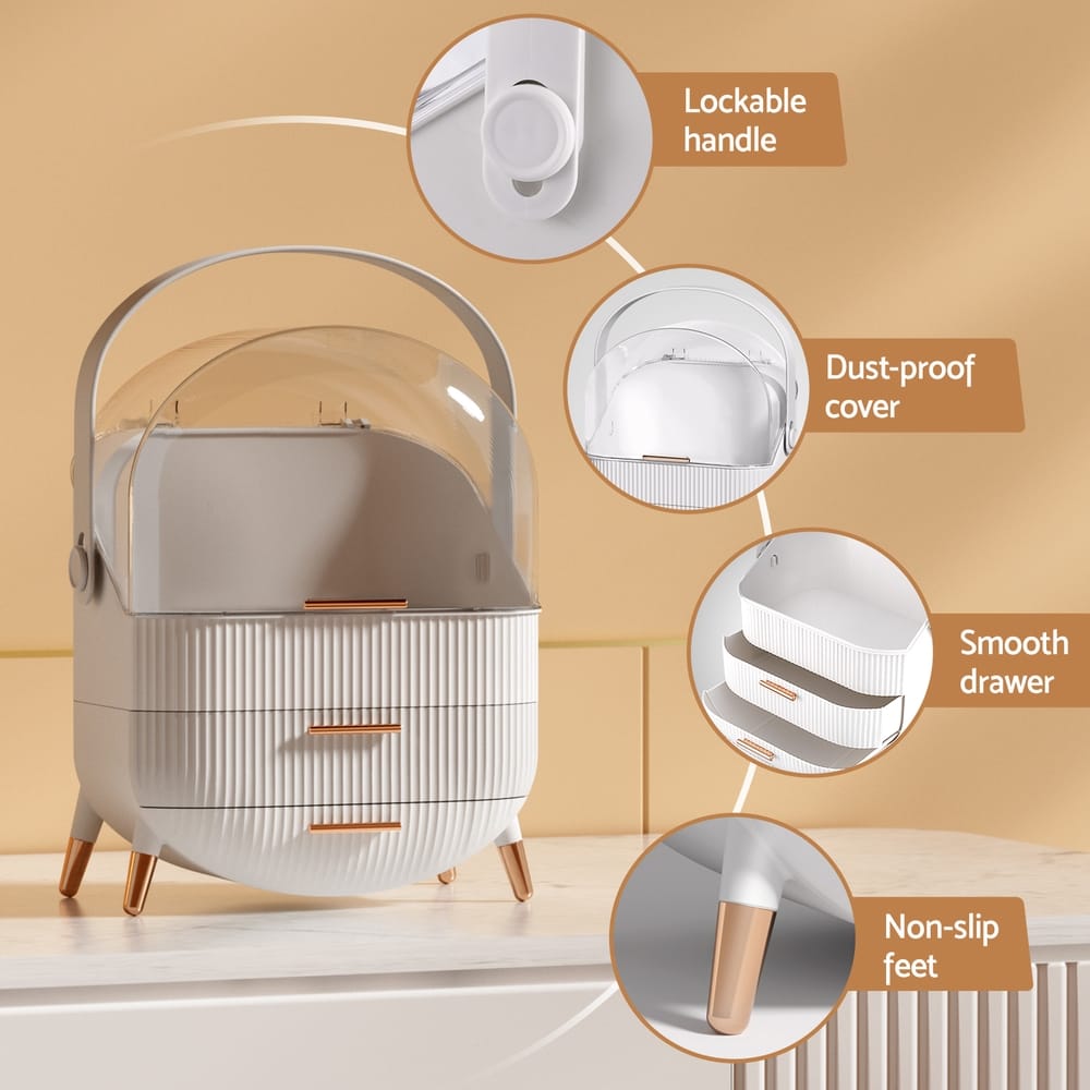 Embellir Health & Beauty > Cosmetic Storage > Makeup Organisation & Storage Embellir Makeup Case Portable Cosmetic Organizer Storage Box Jewellery Holder