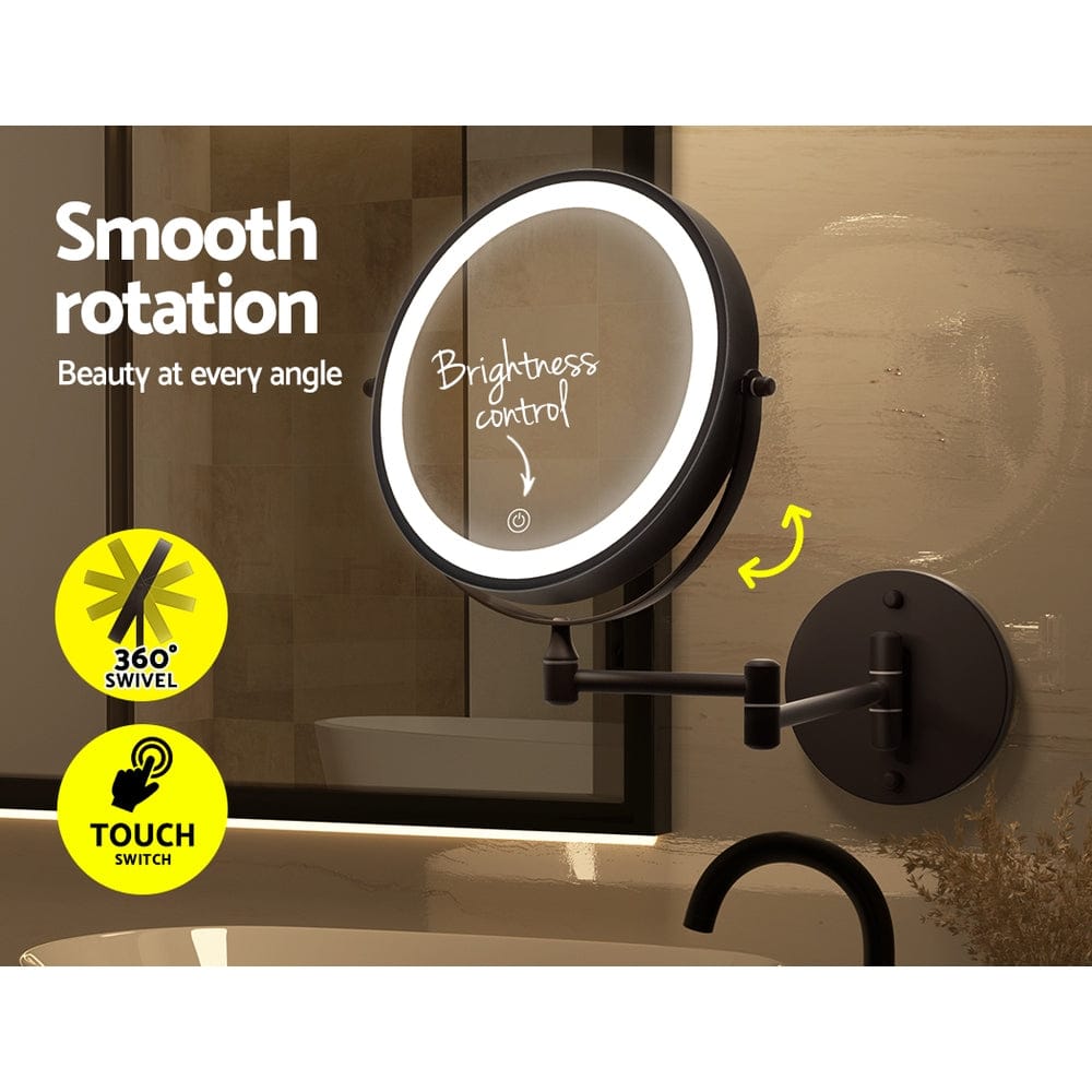 Embellir Health & Beauty > Makeup > Makeup Mirrors Embellir Extendable Makeup Mirror 10X Magnifying Double-Sided Bathroom Brown