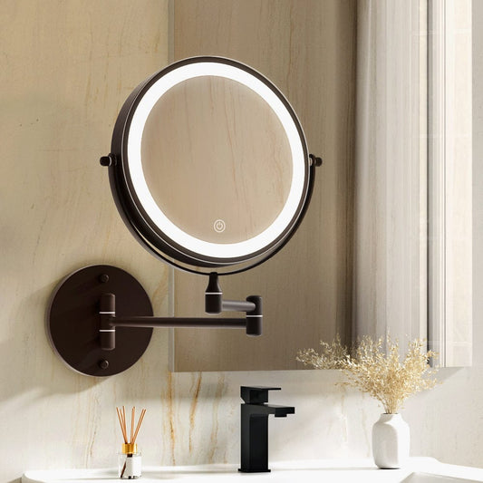 Embellir Health & Beauty > Makeup > Makeup Mirrors Embellir Extendable Makeup Mirror 10X Magnifying Double-Sided Bathroom Brown