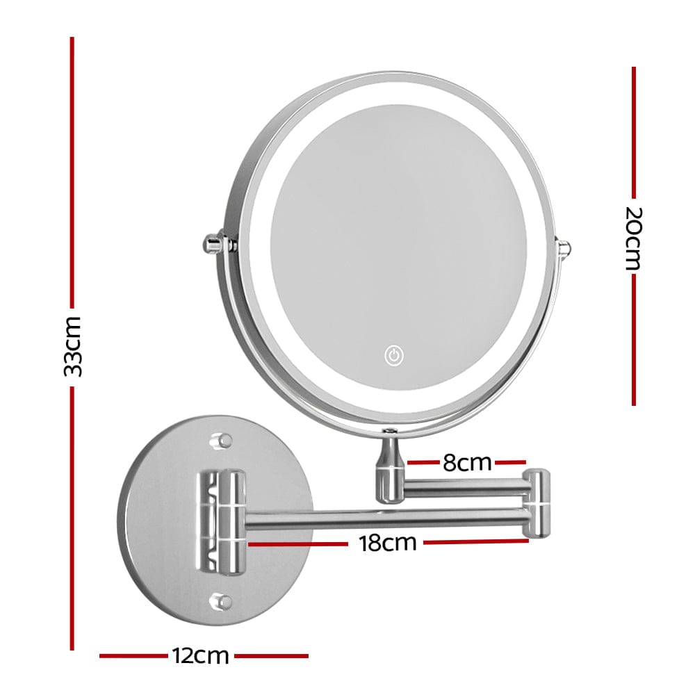 Embellir Health & Beauty > Makeup > Makeup Mirrors Embellir Extendable Makeup Mirror 10X Magnifying Double-Sided Bathroom Silver