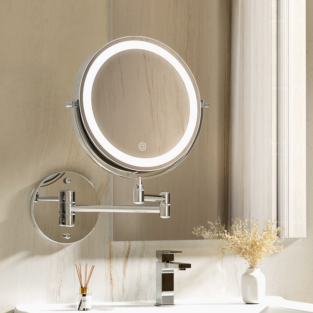 Embellir Health & Beauty > Makeup > Makeup Mirrors Embellir Extendable Makeup Mirror 10X Magnifying Double-Sided Bathroom Silver