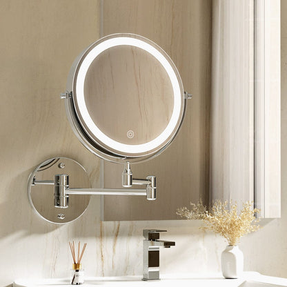 Embellir Health & Beauty > Makeup > Makeup Mirrors Embellir Extendable Makeup Mirror 10X Magnifying Double-Sided Bathroom Silver