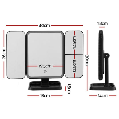 Embellir Health & Beauty > Makeup > Makeup Mirrors Embellir LED Makeup Mirror Tri-fold Lighted Vanity Mirrors 1X2X3X Magnifications