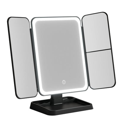 Embellir Health & Beauty > Makeup > Makeup Mirrors Embellir LED Makeup Mirror Tri-fold Lighted Vanity Mirrors 1X2X3X Magnifications